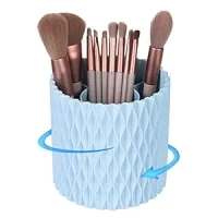 Makeup Brush Holder Organizer -360° Rotating Multi-Functional Pen Holder for Desk,Multi-Purpose Desktop Stationary Organizer,Storage Cup for Lipsticks, Comb, Beauty Tool in Vanity (Light Blue)