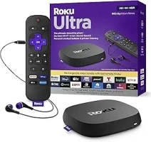 Roku Ultra | The Ultimate Streaming Device 4K/HDR/Dolby Vision/Atmos, Rechargeable Roku Voice Remote Pro, Ethernet Port, Hands-Free Controls, Lost Remote Finder, Free & Live TV