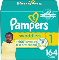 Pampers Swaddlers Diapers - Size 1, 164 Count, Ultra Soft Disposable Baby Diapers