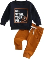 Hnyenmcko Toddler Baby Boy Clothes Set Letter Print Long Sleeve Crewneck Sweatshirt Tops Pants Set 2Pcs Fall Winter Outfits