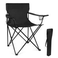 Coliware Outdoor Lightweight Folding Camping Chair, Oversized Oxford Fabric Portable Director Chair for camping with Carry Bag Cup Holder, Compact & 551lb Loading Capacity - Black