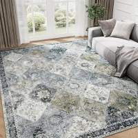 5x7 Living Room Area Rug Grey, Machine Washable Rugs for Bedroom with Non-Slip Backing, Non-Shedding Moroccan Large Carpet for Dining Room Home Office, Modern Accent Rugs