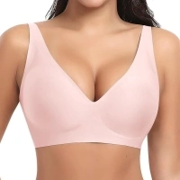 Deep V Wireless Bras for Women Seamless No Underwire Bra Comfortable Everyday Wirefree Bras