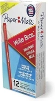 Paper Mate Write Bros Ballpoint Pens, Medium Point (1.0mm), Red, 12 Count