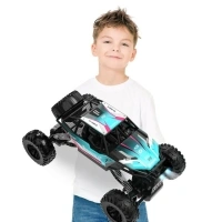 1:12 RC Cars 4WD off Road 2.4Ghz RC Monster Truck with Metal Shell and Light, Remote Control Car Crawler for Adult and Kid, 2 Batteries, Blue