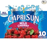 Capri Sun Wild Cherry Naturally Flavored Kids Juice Drink Blend (10 ct Box, 6 fl oz Pouches)