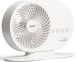 ESSAGER Desk Air Circulator Fan with RGB Night Light, Rechargeable Table Fan with Aromatherapy Feature, 3-Speeds, Automatic Rotation, Quiet for Bedroom, Tent, Office