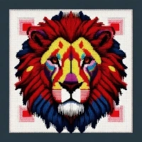 Artxfovy Stamped Cross Stitch Kits Beginners Full Range of Embroidery Starter Kits for Adults Printed Cross Stitching DIY Needlepoint Kit 11CT -Colorful Lion 17.7x17.7 inch