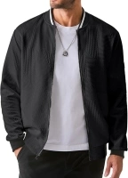 JMIERR Mens Casual Jacquard Bomber Jackets Color-Block Lightweight Varsity Jacket Fashion Zipper Coat with Pockets