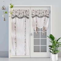 Door Curtain White Jacquard Sheer Window Curtains Summer Privacy Door Curtains for Glass Door Patio French Door Front Door Sidelight Curtain Tie up Shade 1 Panel (Black, 26 x 69 Inches)