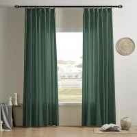 Rutterllow Pinch Pleat Linen Drapes 84 Inches Long Back Tab Dark Green Curtains for Living Room Light Filtering Privacy Linen Modern Bedroom Curtains 84 Inch Length 2 Panels Set 40" W x 84" L