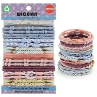 20 PCS Boho Elastic Hair Ties for Women, 10 Colors Bracelets Hair Ties for Thick or Thin Hair, 5 Styles 2.36