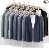 40" All Clear Garment Bags for Hanging Clothes, 12 Packs Suit Bags for Closet Storage, Plastic Waterproof Suit Cover Bags with Zipper for Coats, Jackets, Shirts (Set of 12)