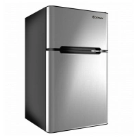 Costway Refrigerator Small Freezer Cooler Fridge Compact 3.2 cu ft. Unit,Grey