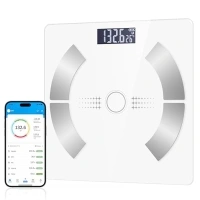 Practical Body Fat Scale with Led Display, Bathroom Scale with Smartphone App (White)