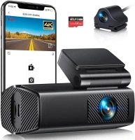 Dash Cam Front and Rear, EUKI 4K/2.5K UHD Dash Camera for Cars,Dashcam Built-in WiFi, Free 64GB Card, Night Vision, 170°Wide Angle, WDR, 24H Parking Mode