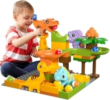 Marble Runs for Kids 4-8,Marble Run for Kids Ages 3-5 with Dinosaur Building Blocks,Marble Maze Game Toy Set,Dinosaur Toys,STEM Building Toys with 4 Marble Track Compatible with Major Brands