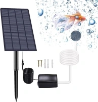 Irishom Solar Pond Oxygenator, Aquarium Oxygen Aerator Air Pump Fishing Aerator with Pipe Air Bubble Stones for Garden Fish Tank Outdoor Pool Pond