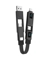 Multi USB Charging Data Cable: Short EDC Cord for Lightning Type C A (Black)