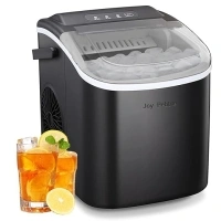 Joy Pebble Bullet Ice Maker Countertop with Handle,9 Bullet Ice Cubes Ready in 6 Mins,26Lbs/24H, Self-Cleaning Portable Ice Machine with Basket and Scoop, for Home/Kitchen/Camping/RV