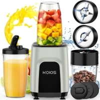 KOIOS 900W Countertop Blenders for Shakes and Smoothies, Protein Drinks Baby Food Nuts Spices, Grinder for Beans, 11 Pes Personal Blender with 2x18.6oz and 10oz Cups, Non-BPA