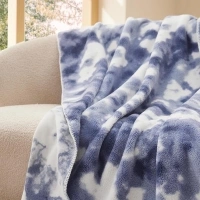 Bedsure Chenille Sherpa Throw Blanket for Couch - Soft Cozy Tie Dye Blue Throw Blanket for Bed, Lightweight Spring Throw Blanket for All Seasons, 50x60 Inches