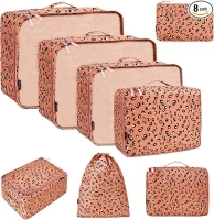 BAGAIL 8 Set Packing Cubes Luggage Packing Organizers for Travel Accessories-Pink Leopard