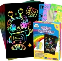 ZMLM Scratch Art for Kids Toy: 60 Rainbow Scratch Paper Art Supplies Kits for Boy Girl Birthday Gift Arts Crafts Classroom Supplies for Kids Party Activities Halloween Christmas Stocking Stuffer Gift