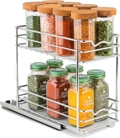 Pull Out Cabinet Organizer for Spices, Cans - Heavy Duty with Lifetime Limited Warranty- Pull Out Spice Rack- Cabinet Pull Out Shelf for Cans,Dishes, Etc, 4-1/2"W x 10-3/8"D x 8-7/8H, Chrome