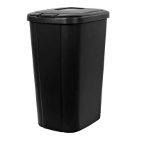 Hefty 13.3 Gallon Trash Can, Plastic Touch Top Kitchen Trash Can, Black