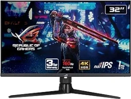 ASUS ROG Strix 32” HDMI 2.1 DSC Gaming Monitor (XG32UQ) - 4K UHD (3840 x 2160), Fast IPS, 160Hz, 1ms, G-SYNC compatible, FreeSync Premium Pro, DisplayPort, USB, DisplayHDR600, Variable Overdrive