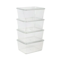 Martha Stewart Brody 4 Pack Stackable Plastic Storage Box with Lids Office Desktop Organizers, 6.75" x 5"