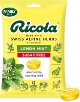 Ricola Sugar Free Lemon Mint Throat Drops, 45 Count, Refreshing Relief From Minor Throat Irritations, Oral Anesthetic