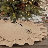 yuboo Small Burlap Christmas Tree Skirt, 36 inches Linen Rustic Tree Skirt Mat Boho Christmas Decorations Ornaments for Slim Pencil Tree & Artificial Trees