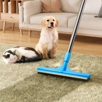 Carpet Rake for Pet Hair Removal, Reusable Cat Hair Remover with 58” Adjustable Long Handle, Dog Hair Carpet Scraper for Furnitures, Mats, Pet Hair Removal Tool and Dog Hair Remover for Couch