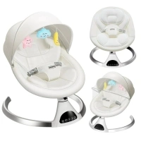 HARPPA Electric Baby Swing for Infants, Portable Baby Bouncer with Bluetooth Remote Control, White