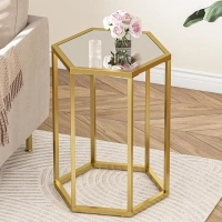 Gold Side Table Glass and Gold End Table with Mirror Top and Gold Metal Frame Modern Night Stand Coffee Tables for Living Room Small Spaces Bedroom (3 Color for Chose)