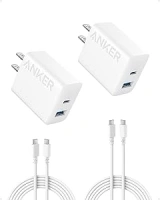 Anker iPhone 16 Charger, Anker USB C Charger Block, 2-Pack 20W Fast Wall Charger for 16/16 Pro/Pro Max/iPad Pro and More, with 2 Pack 5 ft USB-C Cable