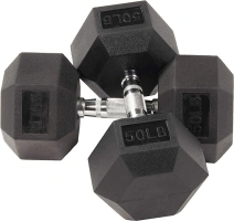 BalanceFrom Rubber Coated Hex Dumbbell Weight Set and Storage Rack, Multiple Packages