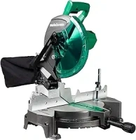 Metabo HPT Compound Miter Saw, 10" Miter Saw with Large Table Saw for woodworking, Power saw with 15-Amp Motor, Accurate Miter Angles, 0-45° Bevel, 24T TCT Miter Saw Blade, Positive Stops, C10FCGS