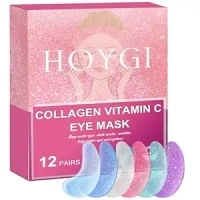 Under Eye Patches for Dark Circles, Puffy Eyes & Wrinkles, Collagen Gel Eye Mask with Vitamin C, Hyaluronic Acid Anti-Aging Eye Patches (12 pairs)