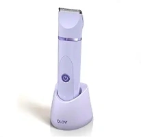 OLOV Bikini Trimmer for Women - Wet/Dry Electric Body Shaver Groomer, Replaceable Ceramic Blade Heads, Face Hair Remover Head & USB Recharge Dock, Waterproof Hygiene Razor, Purple