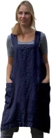 Women’s Pinafore Square Apron Baking Cooking Gardening Works Cross Back Cotton/Linen Blend Dress with 2 Pockets