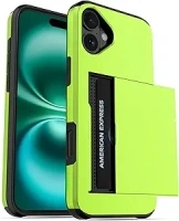 Jiunai for iPhone 16 Plus Case, Card Holder Wallet for 2 Cards Slide Hidden Pocket IDs Credit Cards License Shockproof Protective Dual Layer Phone Case for iPhone 16 Plus 6.7’’ Men Women - Green