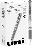 Uniball Signo 207 Gel Impact Stick Gel Pen, 12 Silver Metallic Pens, 1.0mm Bold Point Gel Pens| Office Supplies, Ink Pens, Colored Pens, Fine Point, Smooth Writing Pens, Ballpoint Pens