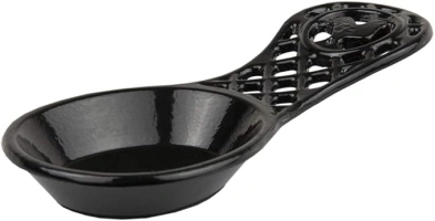 Home Basics Cast Iron Rooster Spoon Rest Sr44176, 7.62" x 3.50" x 1.37",Black