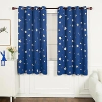 INLINAS Blackout Curtains for Bedroom Living Room, Silver Foil Printed Stars Pattern, Thermal Insulated and Noise Reducing, Royal Blue, 52W x 63L Inch, 2 Panels