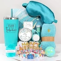 Birthday Gifts for Women, Unique Gift Ideas Relaxing Spa Gift Basket Set Happy Birthday Gift for Friendship Mom Sister Best Friend Wife Coworker Teacher Nurse Women Who Have Everything(Bluish-Green)