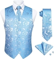 Enlision Suit Vest for Men Formal Paisley Mens Vests Dress Tie and Pocket Square Cufflinks Set Waistcoat Wedding Business