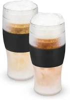 Host Freeze, Frozen Mugs, Freezable Pint Set, Beer Keep Your Drinks Cold, Double Walled Insulated Glasses, Tumbler for Iced Coffee, 16oz, Set of 2, Black